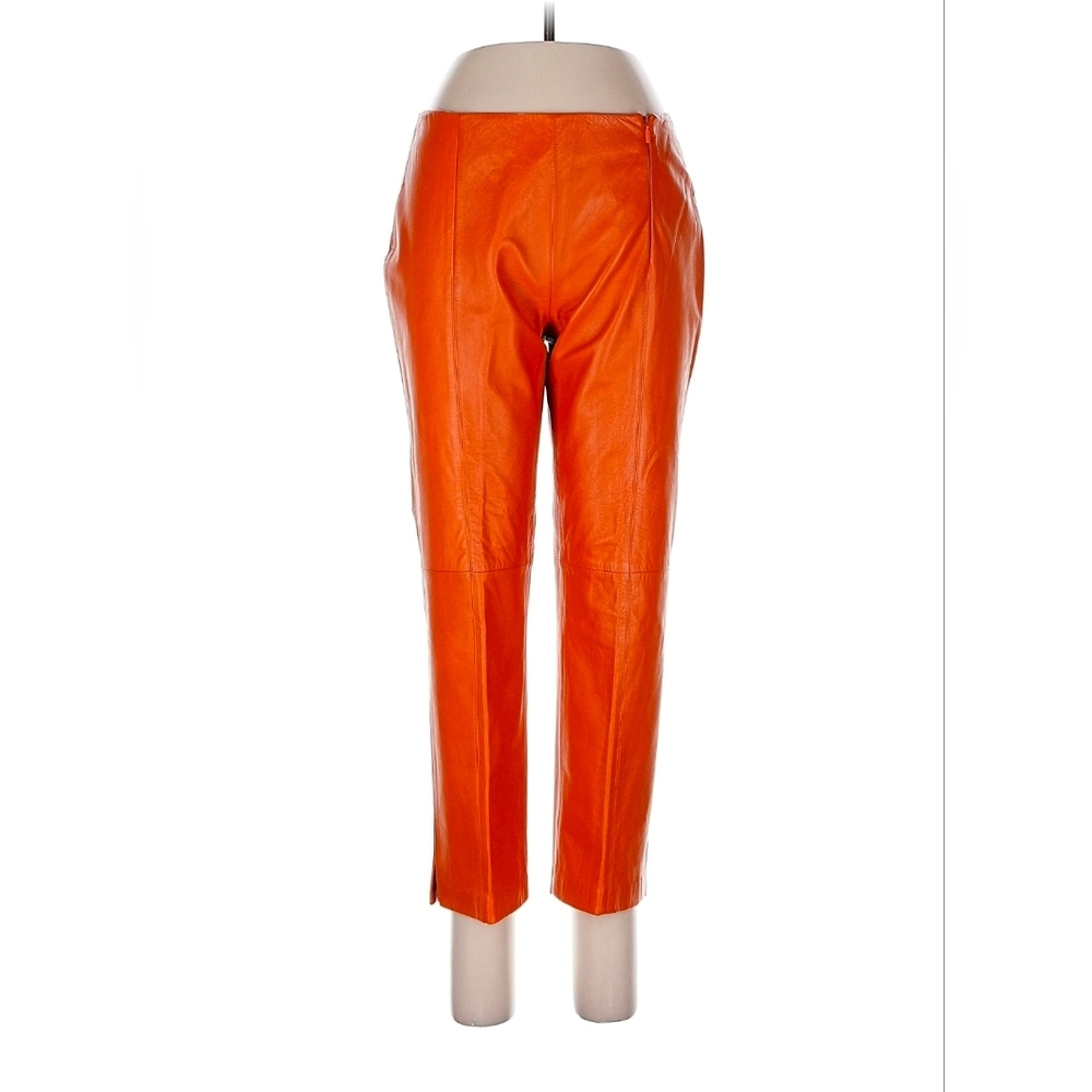 Versus Versace ITALY MADE 100% Buttery Soft Leather Capri Pants Size 44 M Orange